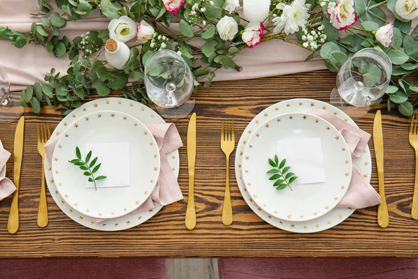 Vacker Dukning För Bröllopsfest Restaurang — Stockfoto