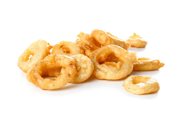 Crispy Fried Onion Rings White Background — Stock Photo, Image