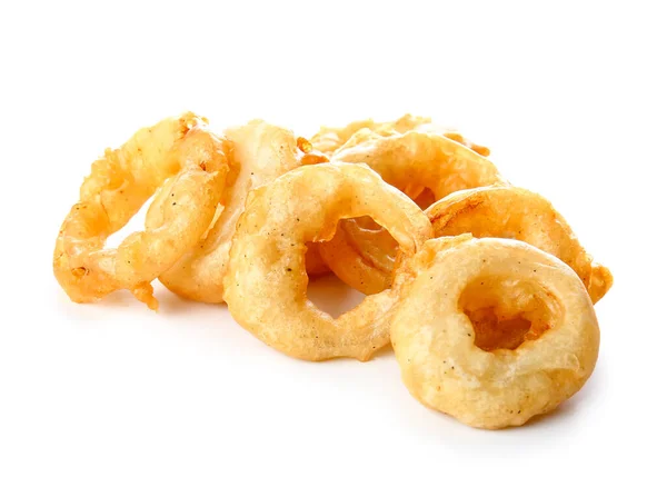 Crispy Fried Onion Rings White Background — Stock Photo, Image