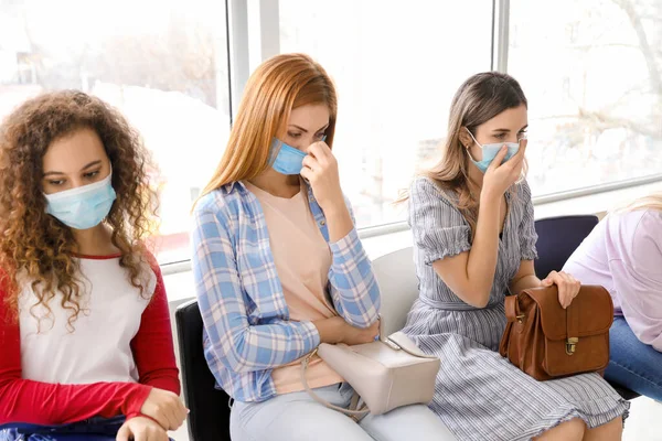 Patients Protective Masks Sitting Hall Clinic Concept Epidemic — Stock Photo, Image