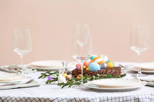 Beautiful Table Setting Easter Celebration — Stock Photo, Image