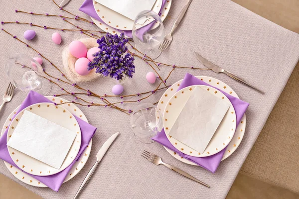 Beautiful Table Setting Easter Celebration — Stock Photo, Image