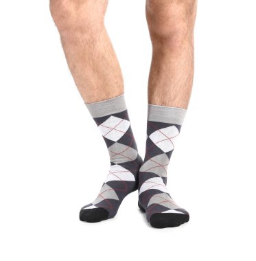 Erkek Çorapları beyaz zemin üzerine bacaklarda