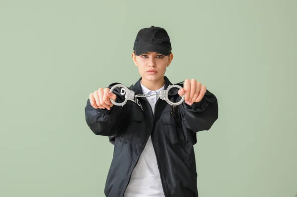 Polícia Feminina Fundo Cor — Fotografia de Stock