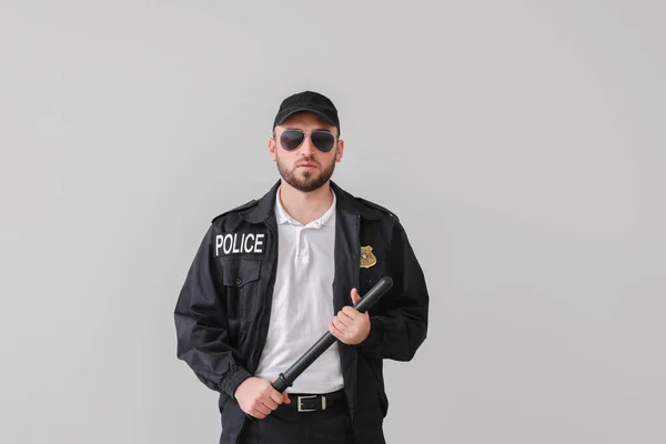 Male Police Officer Light Background — Stock Photo, Image
