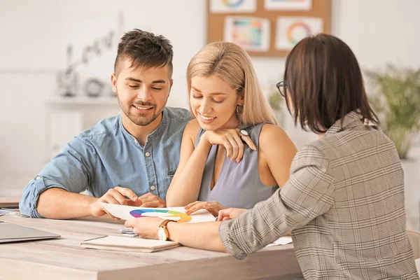 Female Interior Designer Working Couple Office — Stock Photo, Image