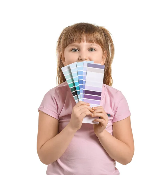 Little Girl Color Palettes White Background — Stock Photo, Image