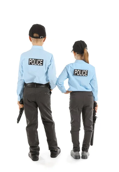 Bonitos Policiais Pouco Fundo Branco — Fotografia de Stock