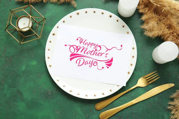 Table Setting Card Mother Day Dinner Color Background — Stock Photo, Image