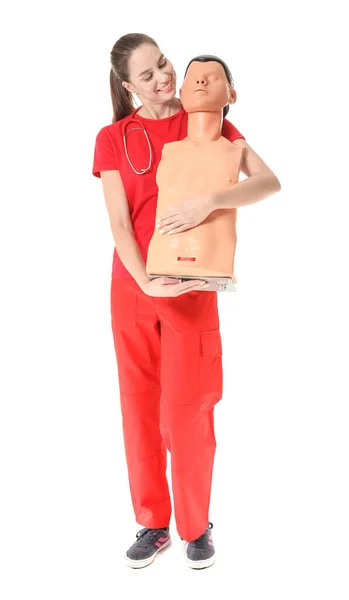 Female Paramedic Mannequin White Background — Stock Photo, Image