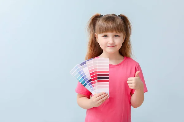 Little Girl Color Palettes Blue Background — Stock Photo, Image