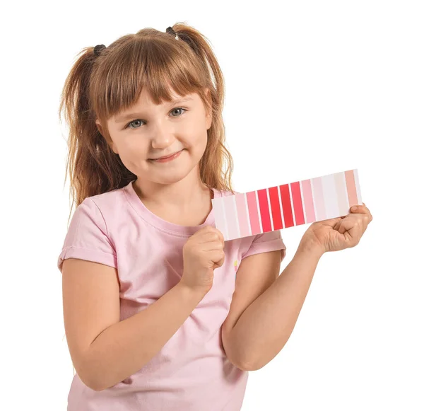 Menina Com Paleta Cores Fundo Branco — Fotografia de Stock