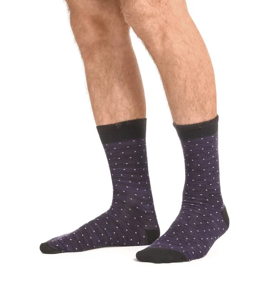 Male Legs Socks White Background — Stock Photo, Image