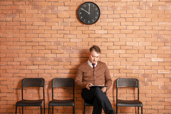 Mature Man Waiting Job Interview Indoors — Stock Photo, Image