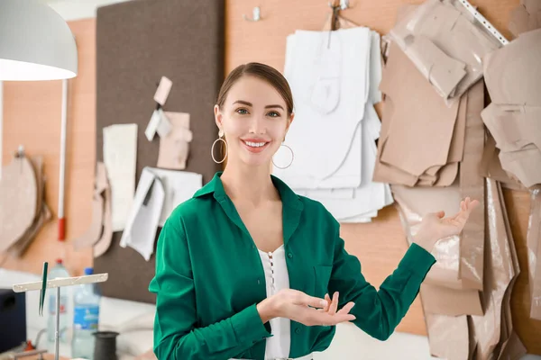 Portrait Female Tailor Workshop — Stock Photo, Image