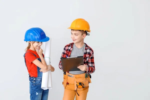 Carino Piccoli Architetti Sfondo Chiaro — Foto Stock