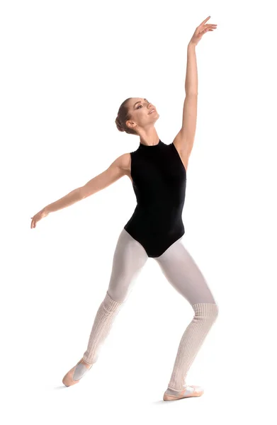 Mooie Jonge Ballerina Witte Achtergrond — Stockfoto