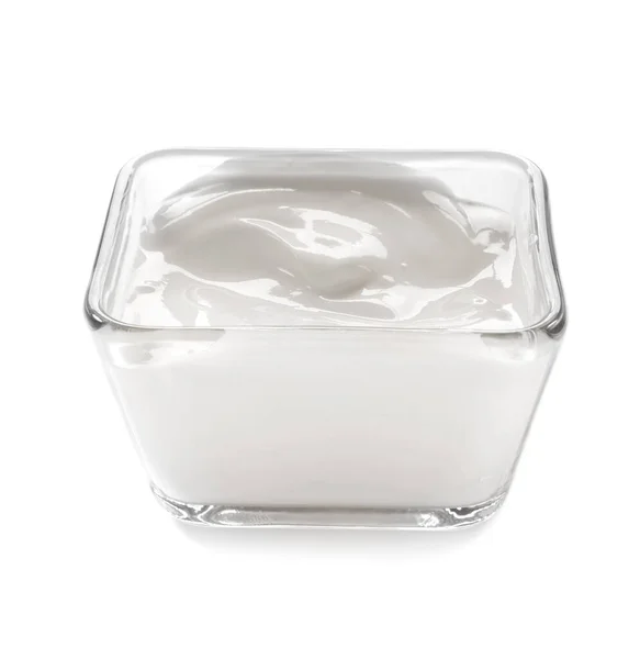 Bowl Tasty Yogurt White Background — Stock Photo, Image