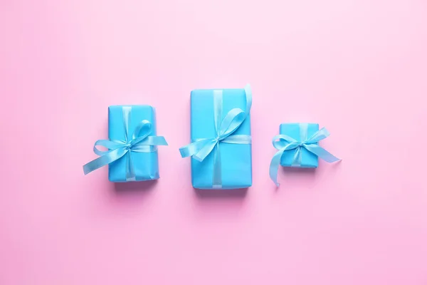 Packed Birthday Gifts Color Background — Φωτογραφία Αρχείου
