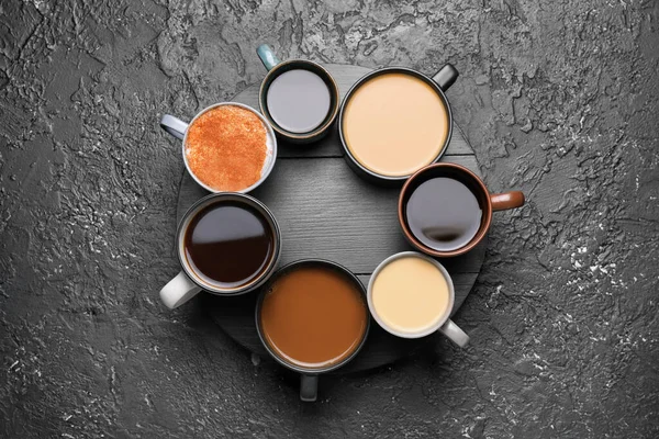 Composition Cups Different Coffee Grunge Background — Stock Photo, Image