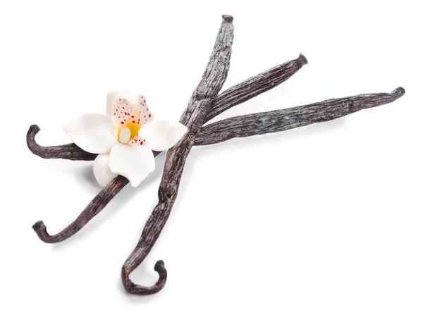 Aromatic Vanilla Sticks White Background — Stock Photo, Image