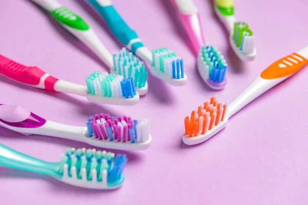 Tooth Brushes Color Background — Stock Photo, Image