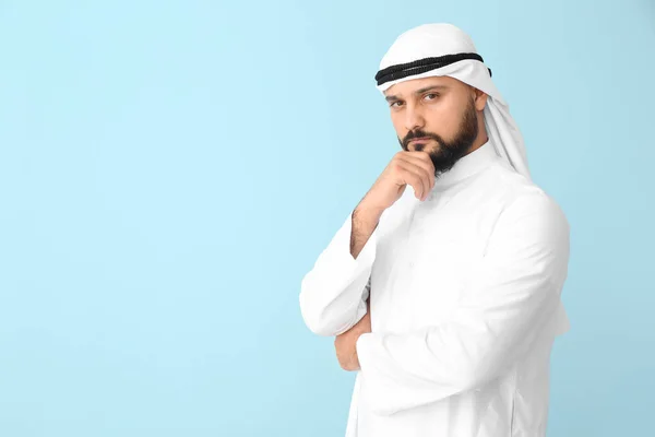 Handsome Arab Man Color Background — Stock Photo, Image