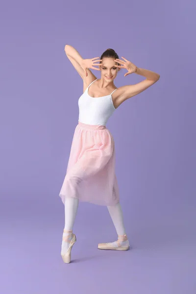 Bella Giovane Ballerina Sfondo Colori — Foto Stock