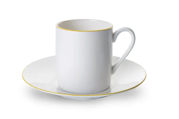 Empty Cup Saucer White Background — Stock Photo, Image