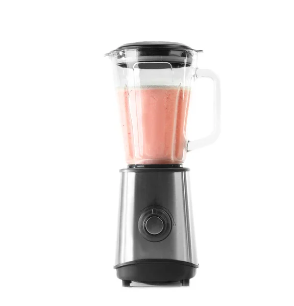 Blender Met Gezonde Smoothie Witte Achtergrond — Stockfoto