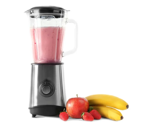 Blender Ingredients Healthy Smoothie White Background — Stock Photo, Image