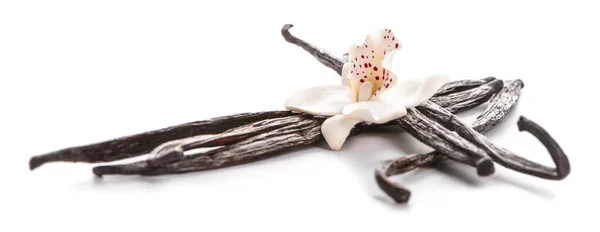 Aromatische Vanille Sticks Witte Achtergrond — Stockfoto