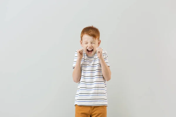 Screaming Little Boy Light Background — Stock Photo, Image