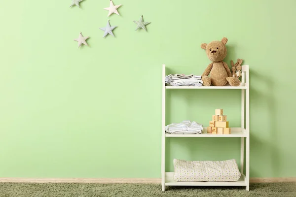 Toys Baby Clothes Shelves Children Room — Stock Photo, Image