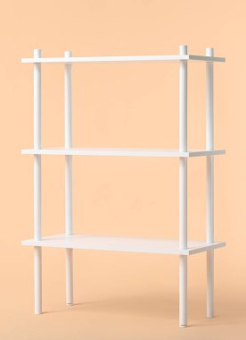 Renk arkaplanına boş raf ünitesi