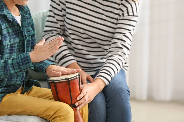 Private Music Teacher Giving Lessons Little Boy Home — Stockfoto