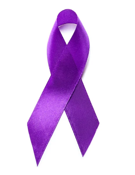 Violet Ribbon White Background Domestic Violence Concept — Stock Photo, Image