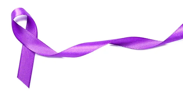 Violet Ribbon White Background Domestic Violence Concept — Stock Photo, Image