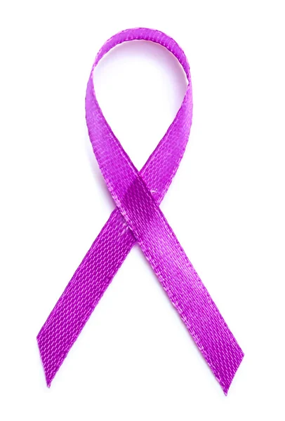 Violet Ribbon White Background Domestic Violence Concept — Stock Photo, Image