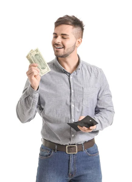 Man Purse Money White Background — Stock Photo, Image