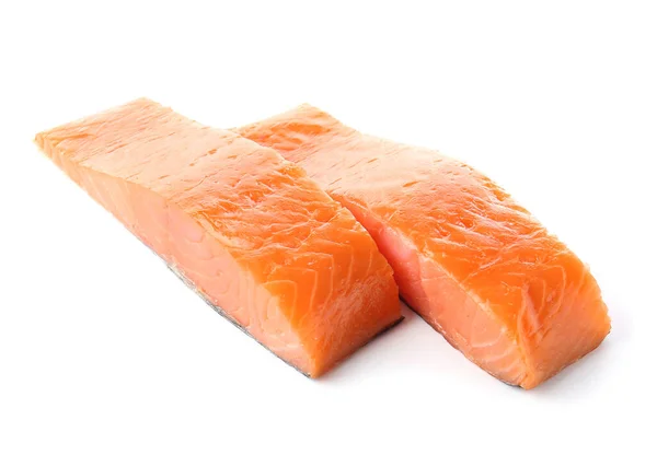 Filetto Salmone Crudo Sfondo Bianco — Foto Stock