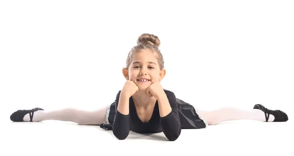 Schattige Kleine Ballerina Witte Achtergrond — Stockfoto