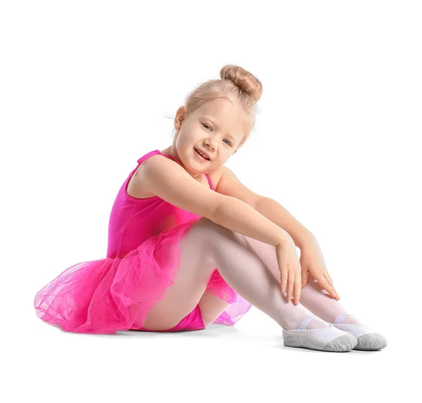 Niedliche Kleine Ballerina Auf Weißem Hintergrund — Stockfoto