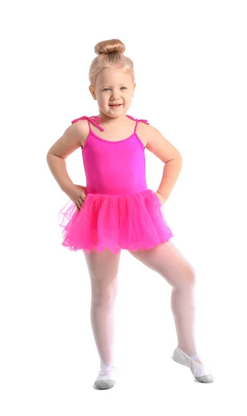 Симпатична Маленька Балерина Білому Тлі — стокове фото