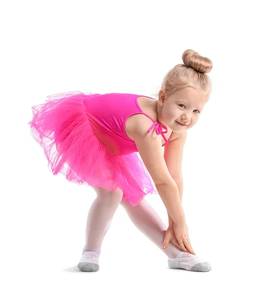 Niedliche Kleine Ballerina Auf Weißem Hintergrund — Stockfoto