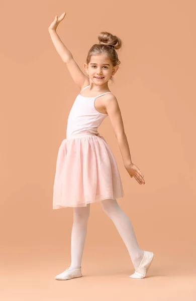 Cute Little Ballerina Color Background — Stock Photo, Image