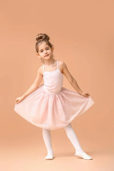 Cute Little Ballerina Color Background — Stock Photo, Image