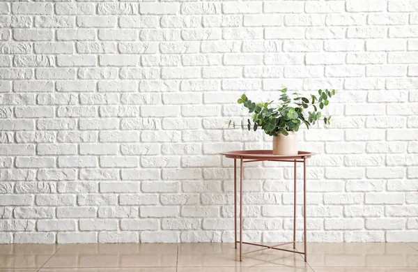 Table Vase White Brick Wall — Stock Photo, Image