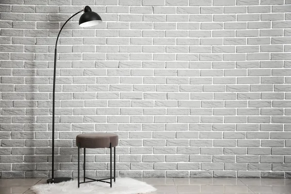 Stylish Stool Lamp Brick Wall — Stock Photo, Image