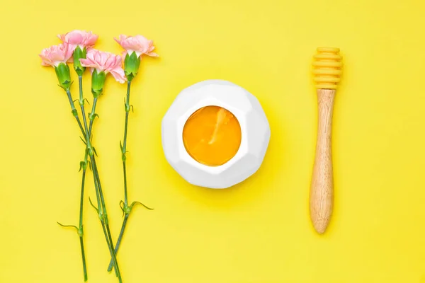 Tasty Honey Flowers Color Background — Stock Photo, Image